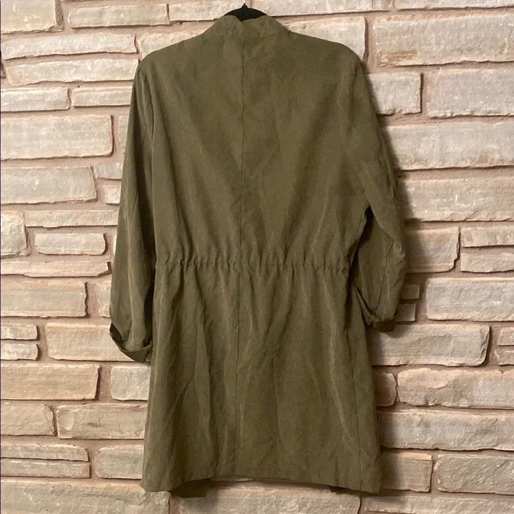 Buckle BKE Jacket Women’s Roll Tab Sleeve Tie Cinch Closure Olive Size M